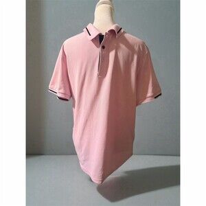 Manfinity Polo Shirt Men's Size M Pink Solid Short Sleeve Contrast Trim